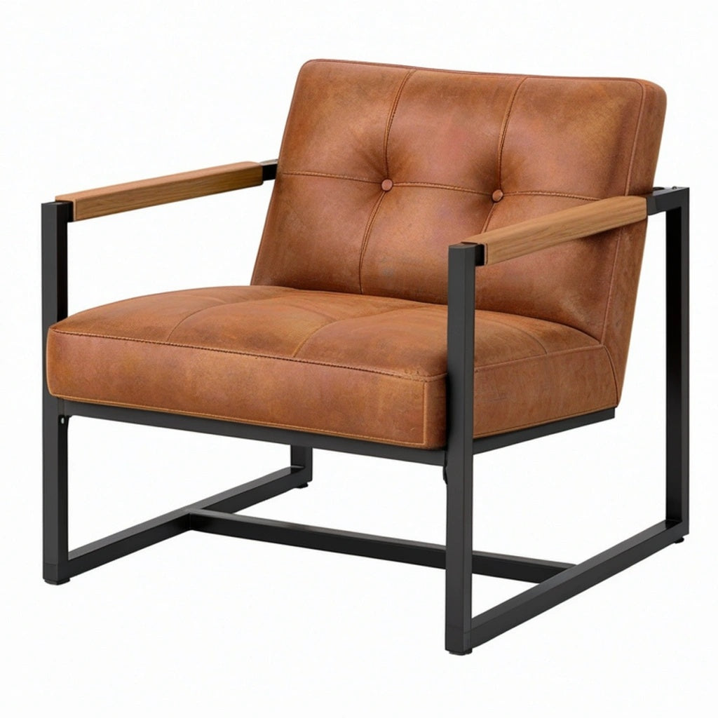 Fotel 75 x 80 x 85 cm brązowy z tapicerką syntetyczną w stylu loftowym