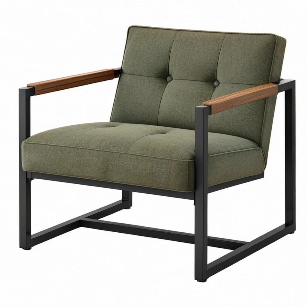 Fotel tapicerowany 80 x 78 x 88 cm zielony z metalową ramą do salonu