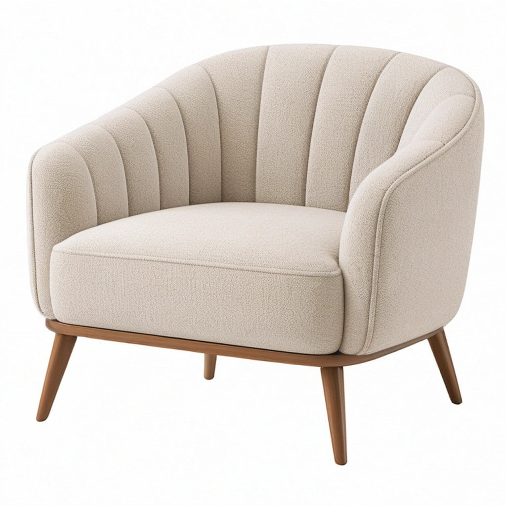 Fotel tapicerowany 78 x 75 x 78 cm beżowy z tkaniny strukturalnej w stylu nowoczesnym