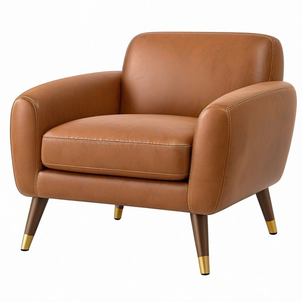 Fotel wypoczynkowy 85 x 82 x 84 cm brązowy ze skóropodobną tapicerką w stylu retro