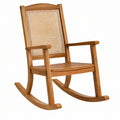 Fotel bujany 100 x 60 x 105 cm z drewna brązowy z rattanowym oparciem