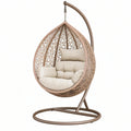 Fotel wiszący ogrodowy 105 x 105 x 195 cm beżowy z metalowym stelażem
