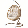 Fotel wiszący ogrodowy 105 x 105 x 195 cm brązowy metalowy z plecionym koszem