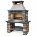 Grill ogrodowy murowany 120 x 70 x 220 cm kamienny szary z rusztem
