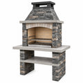 Grill ogrodowy murowany 120 x 70 x 220 cm kamień szary z rusztem stalowym