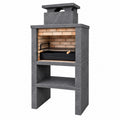 Grill ogrodowy 90 x 70 x 210 cm z kamienia grafitowy z kominem i rusztem